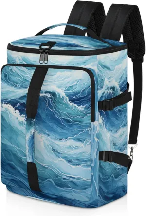 Tactical Sports Duffle Bag for Travel Waterproof Gym Bag with Shoe Compartment 48L Carry On Luggage for Men & Women 3-in-1 Durable Travel Luggage Waves Sea Turbulent
