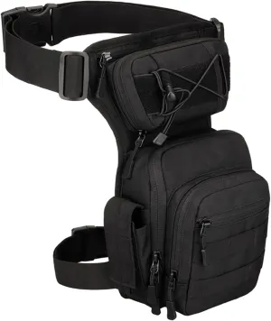 Tactical Thigh Drop Leg Bag - Black Military Fashionable Nylon Fanny Bag With Waist Strap - For Men And Women - Waterproof
