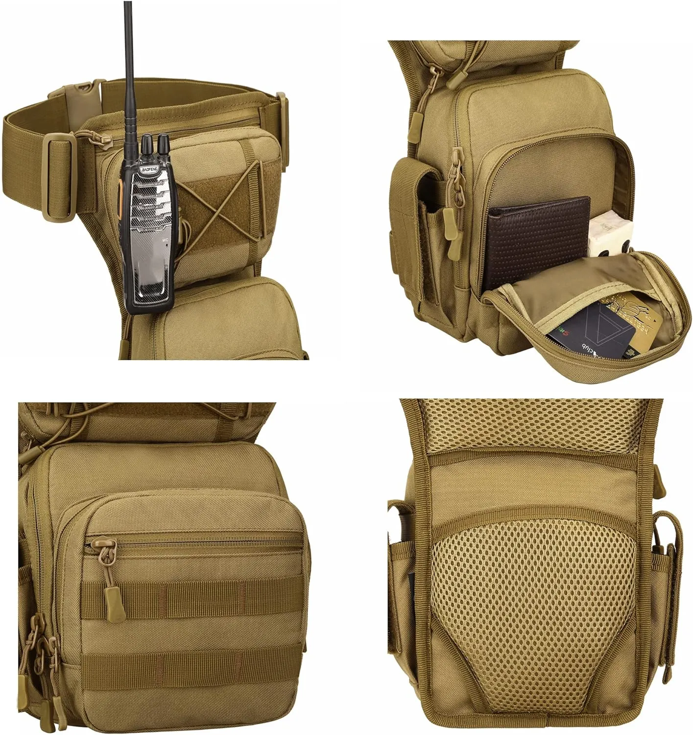 Tactical Thigh Drop Leg Bag - Black Military Fashionable Nylon Fanny Bag With Waist Strap - For Men And Women - Waterproof