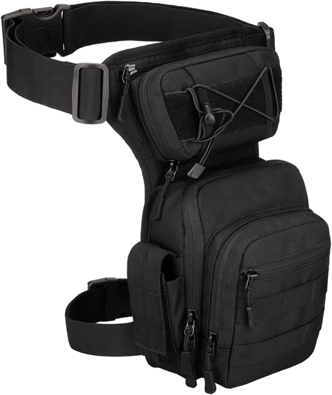 Tactical Thigh Drop Leg Bag - Black Military Fashionable Nylon Fanny Bag With Waist Strap - For Men And Women - Waterproof