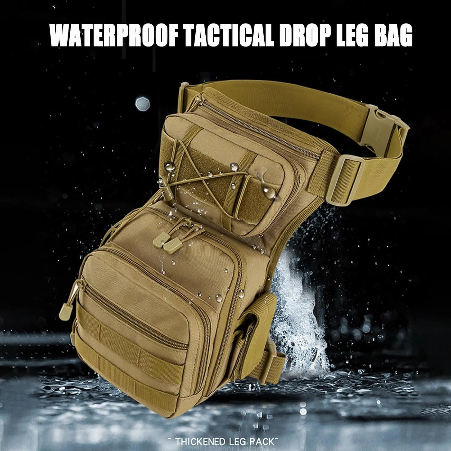 Tactical Thigh Drop Leg Bag - Black Military Fashionable Nylon Fanny Bag With Waist Strap - For Men And Women - Waterproof