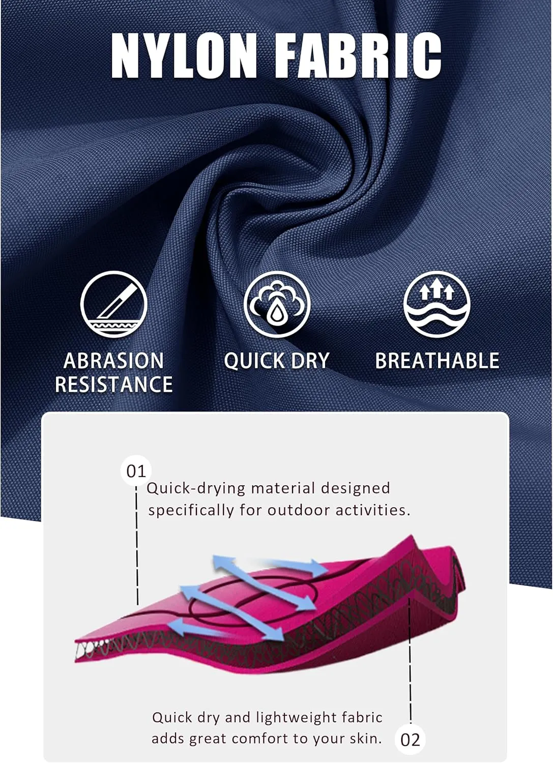 TACVASEN Men's Breathable Quick Dry Solid Convertible Long Sleeve Shirt Fishing Hiking Safari