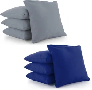 Tailor Spot® All Weather Resistant Cornhole Bean Bags (Set of 8) Set Standard ACA/ACO Regulation Plastic Resin Filled 25  Colors (Royal Blue-Gray)