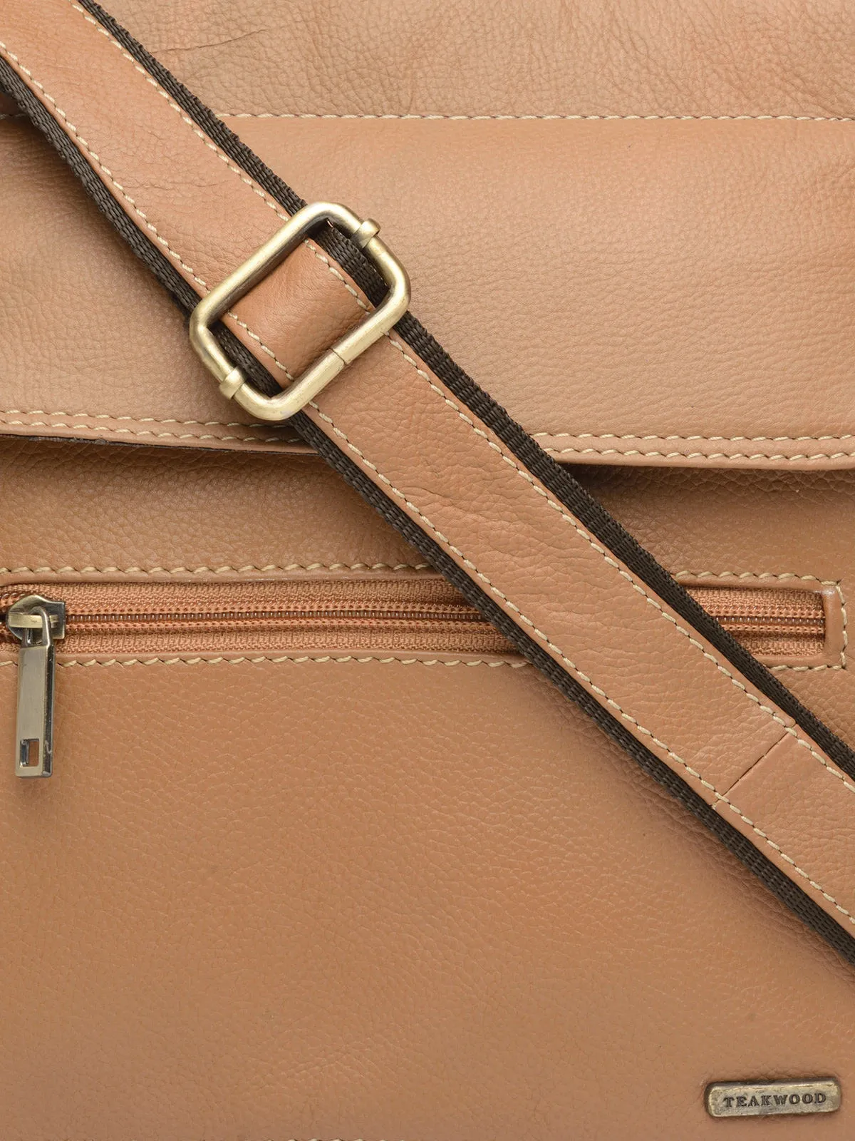 Teakwood Genuine Leather Mens Bag - Tan
