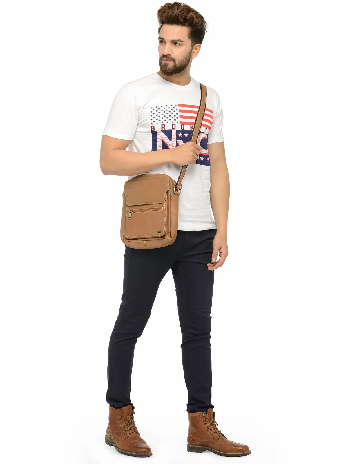 Teakwood Genuine Leather Mens Bag - Tan
