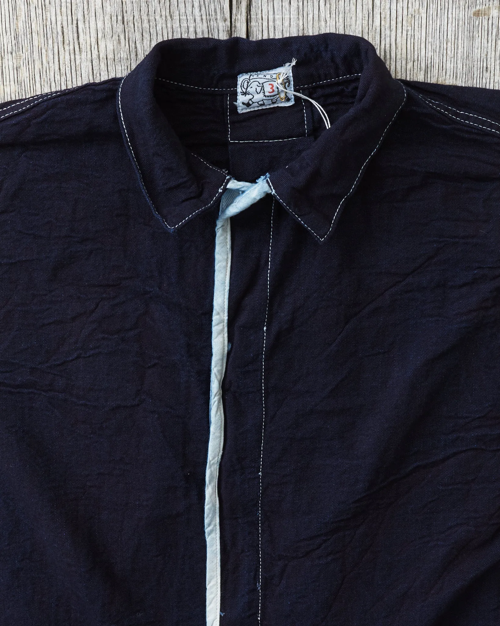 Tender 464 Webbing Fly Shirt Double Indigo Cotton Tote Cloth Rinsed