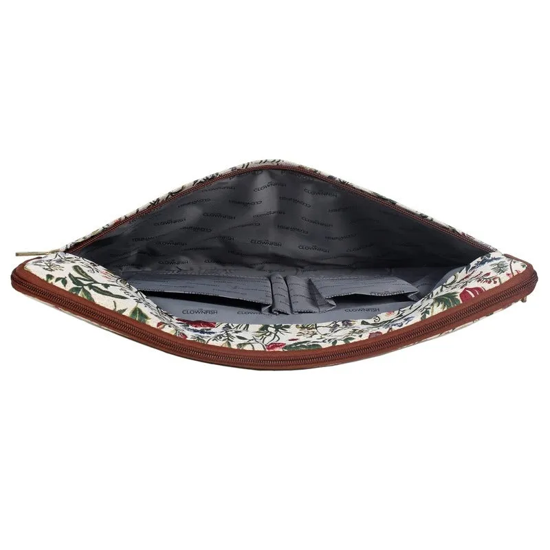 THE CLOWNFISH Python Faux Leather With Tapestry Fabric Unisex 17 Inch Tablet Case Laptop Bag (Flax), Multicolour