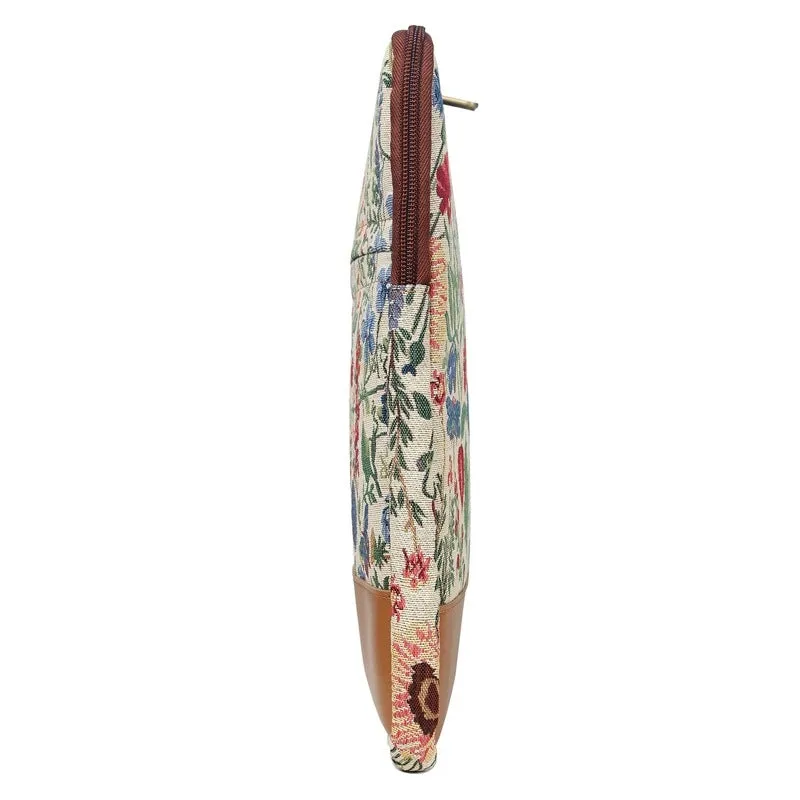 THE CLOWNFISH Python Faux Leather With Tapestry Fabric Unisex 17 Inch Tablet Case Laptop Bag (Flax), Multicolour