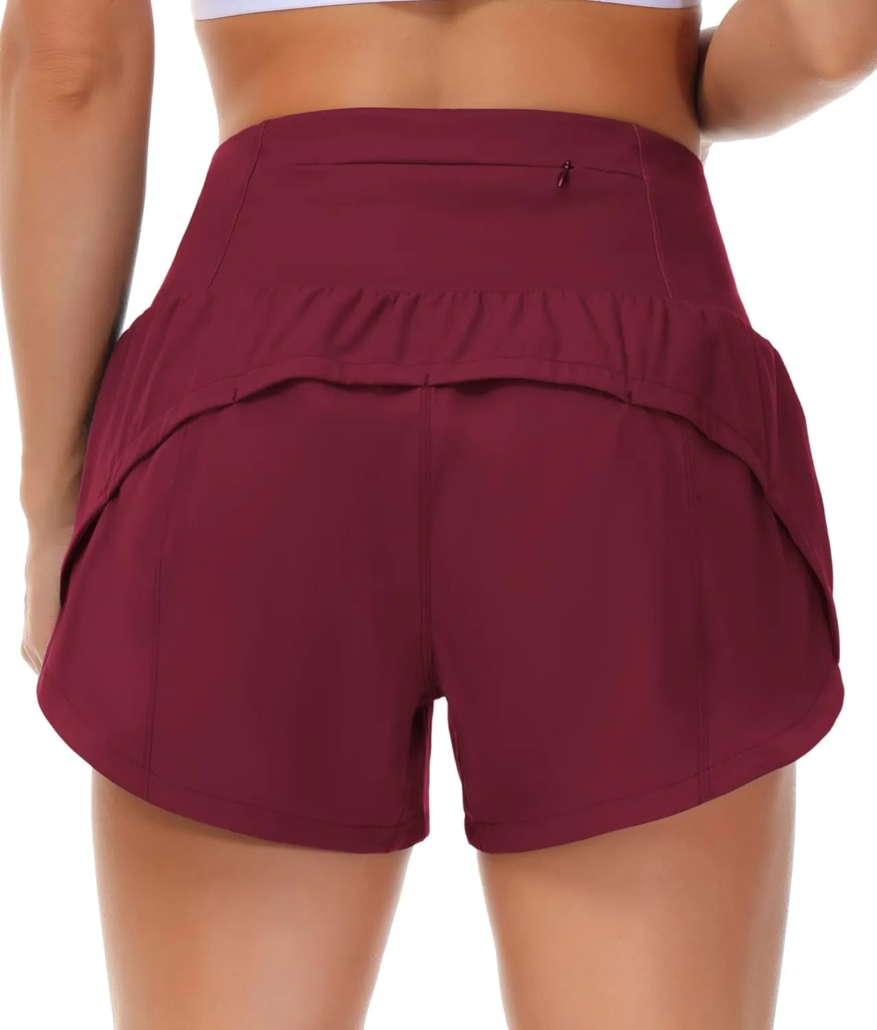 THE GYM PEOPLE Womens High Waisted Running Shorts Quick Dry Athletic Workout Shorts with Mesh Liner Zipper Pockets