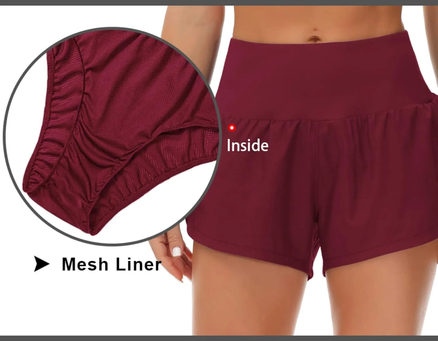 THE GYM PEOPLE Womens High Waisted Running Shorts Quick Dry Athletic Workout Shorts with Mesh Liner Zipper Pockets