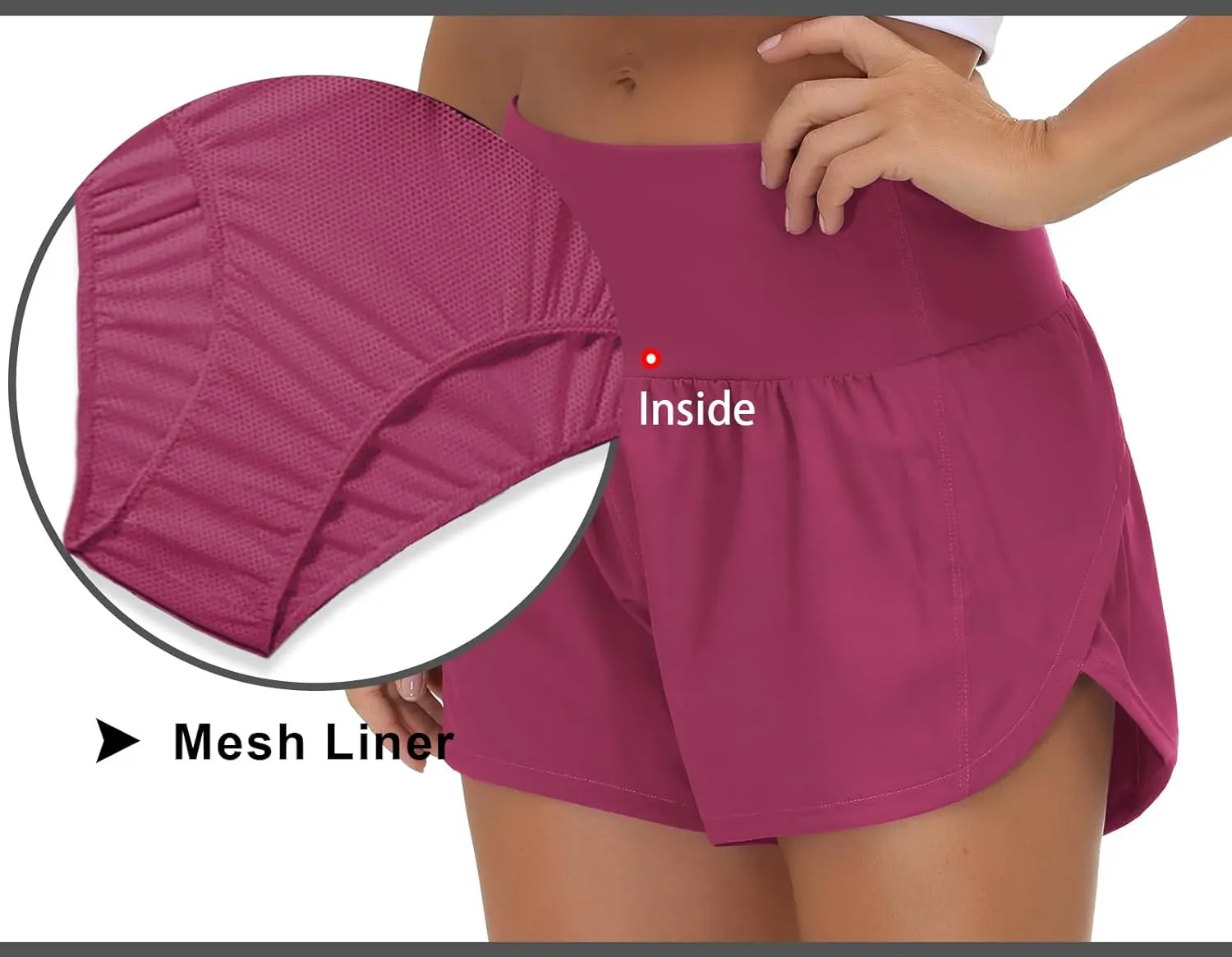 THE GYM PEOPLE Womens High Waisted Running Shorts Quick Dry Athletic Workout Shorts with Mesh Liner Zipper Pockets