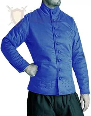 THE MEDIEVALS Medieval Thick Padded Half Length Full Sleeves Gambeson Coat Aketon Jacket Armor, Cotton Fabric