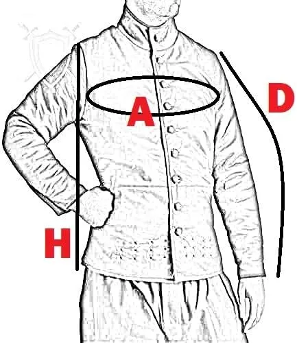 THE MEDIEVALS Medieval Thick Padded Half Length Full Sleeves Gambeson Coat Aketon Jacket Armor, Cotton Fabric