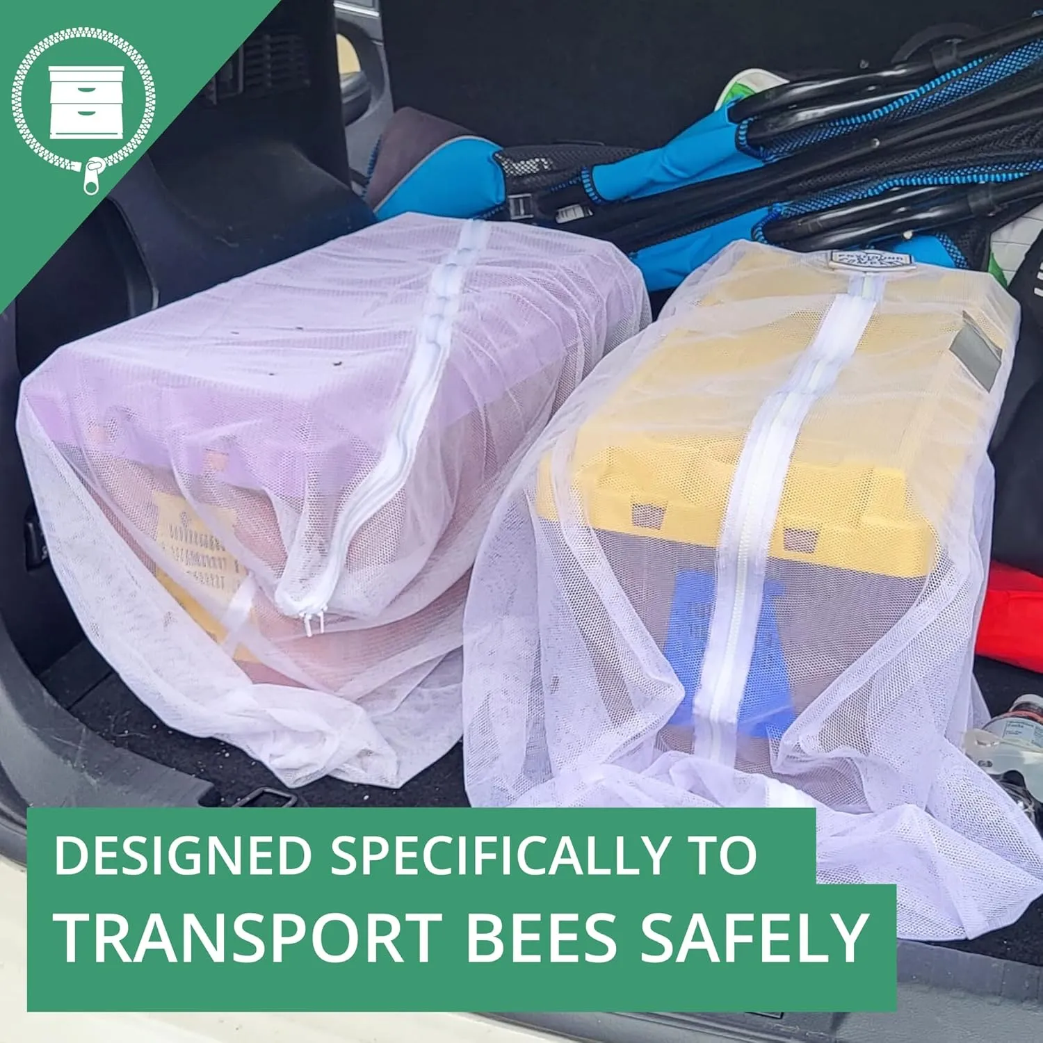 The Mesh Bag Designed for Beekeepers to Move Bees Safely and Securely with High Strength Mesh, YKK Zipper and Safety Lock Stiching - Single Box