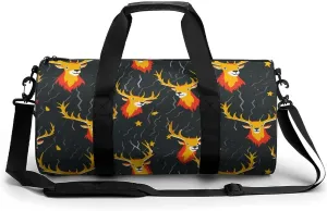 Thunder Deers Print Gym Sport Bag Travel Duffel Bags Weekender Carry on Tote Bags for Women Men