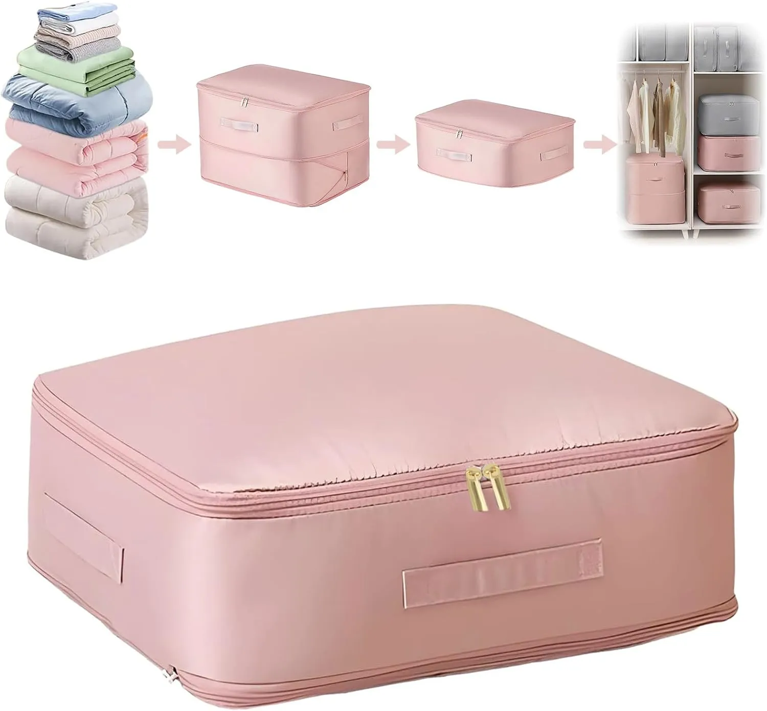 TIGARI Ultra Space Saving Self Compression Organizer, Compression Storage Bags for Bedding, Compression Packing Cubes for Comforters, Duvet, Blankets, Storage and Organization Moving Bags