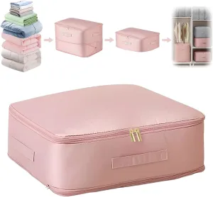 TIGARI Ultra Space Saving Self Compression Organizer, Compression Storage Bags for Bedding, Compression Packing Cubes for Comforters, Duvet, Blankets, Storage and Organization Moving Bags