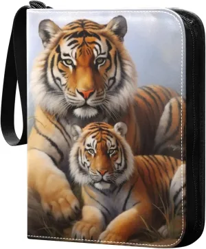 Tiger Painting Card Binder, 400 Pockets Card Holder with 50 Sleeves, Sturdy Card Holder Folders for Game Cards & Sports Cards
