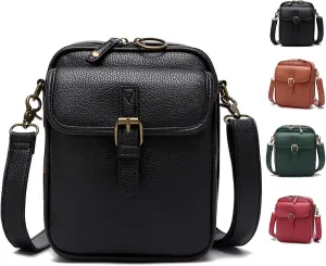 Tojoyride Crossbody Bag, Vintage Double Layer Large Capacity, Small Messenger Bag, Vegan Leather, Unisex