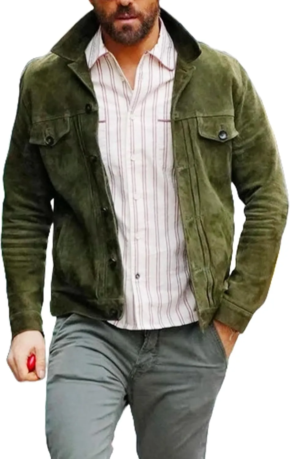 Tom Cruise Green Classic Real Suede Leather Stylish Costume Jacket For Men