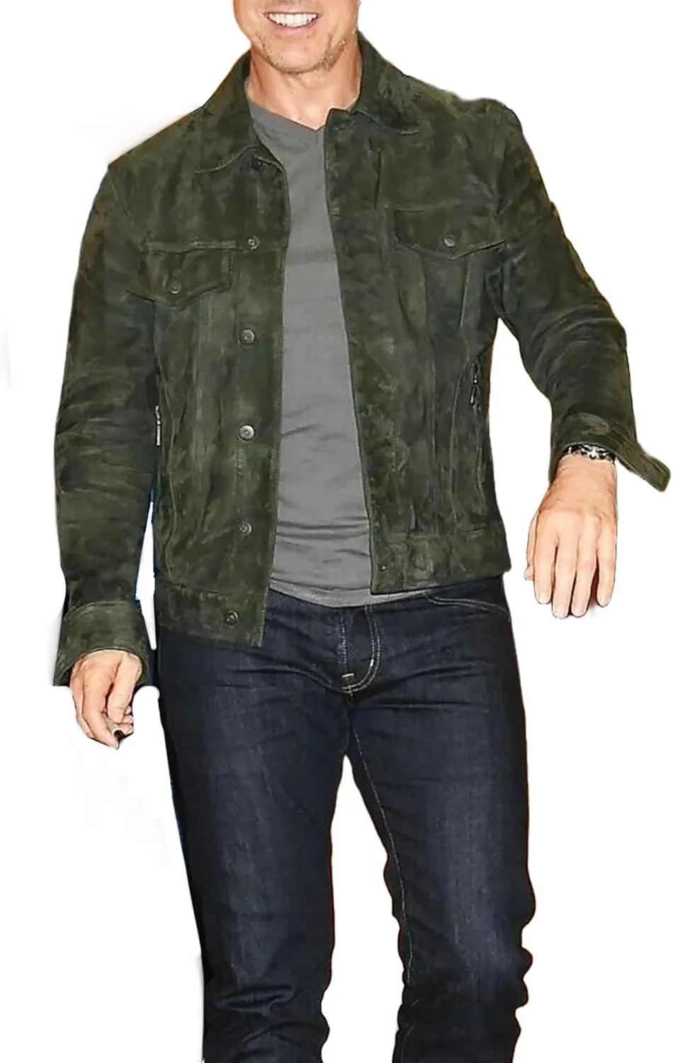 Tom Cruise Green Classic Real Suede Leather Stylish Costume Jacket For Men