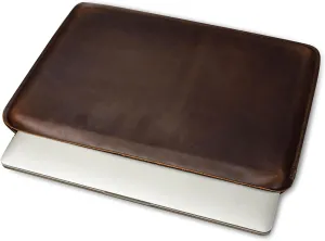 Top Grain Leather 16.2" Slim PC Sleeve Case, Solid Vintage Design, Handmade, Compatible with MacBook Pro 16.2" A2485 M1 Max 15" Touch Bar A2141 A1707 Pro 16" Touch ID A1990, Coffee 16.2 Inch
