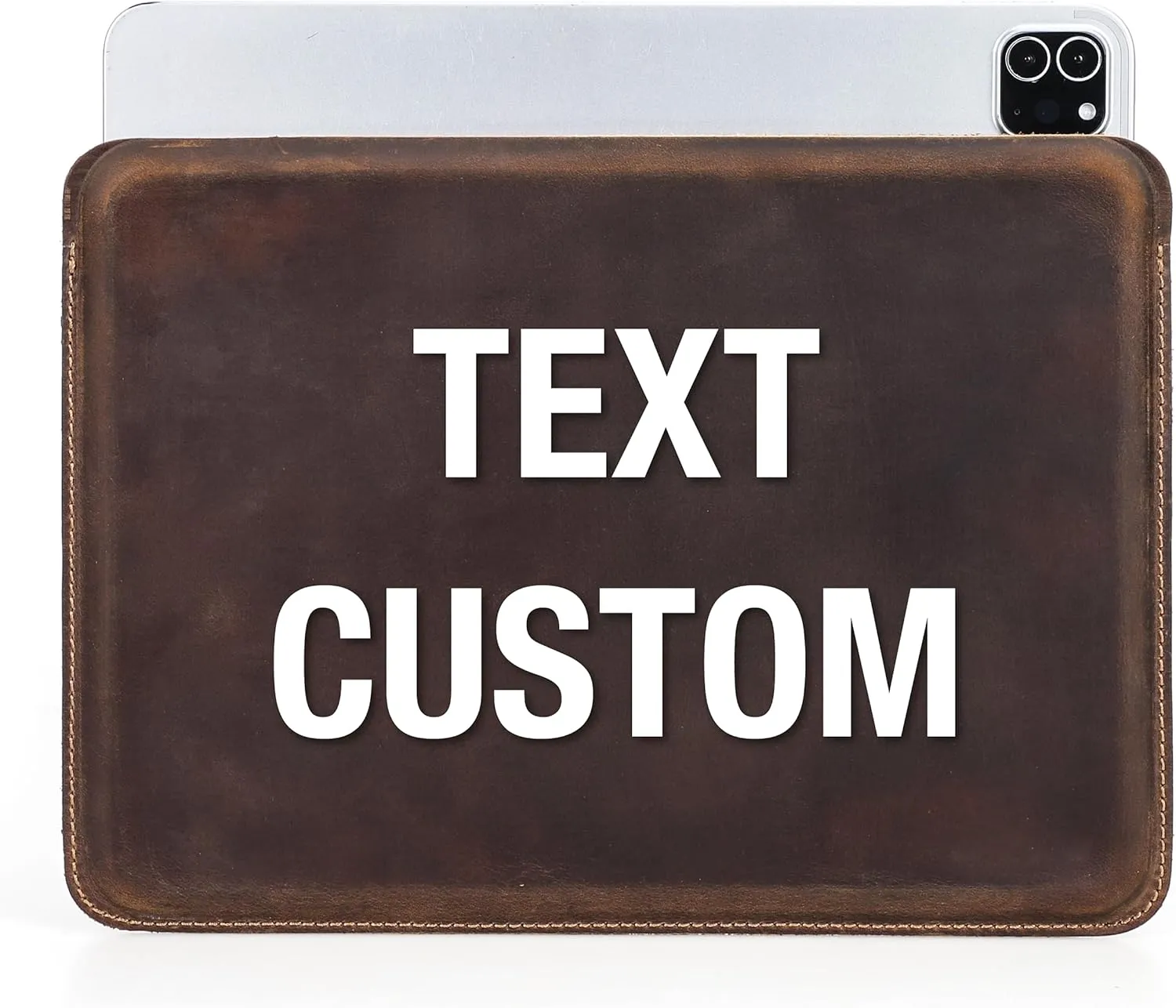 Top Grain Leather Text Custom Sleeve Slim Protector Case for Laptop/Tablet, Solid Vintage Design, Fully Handmade & Text Customizable, Compatible with MacBook Pro/Air & iPad Pro/Air