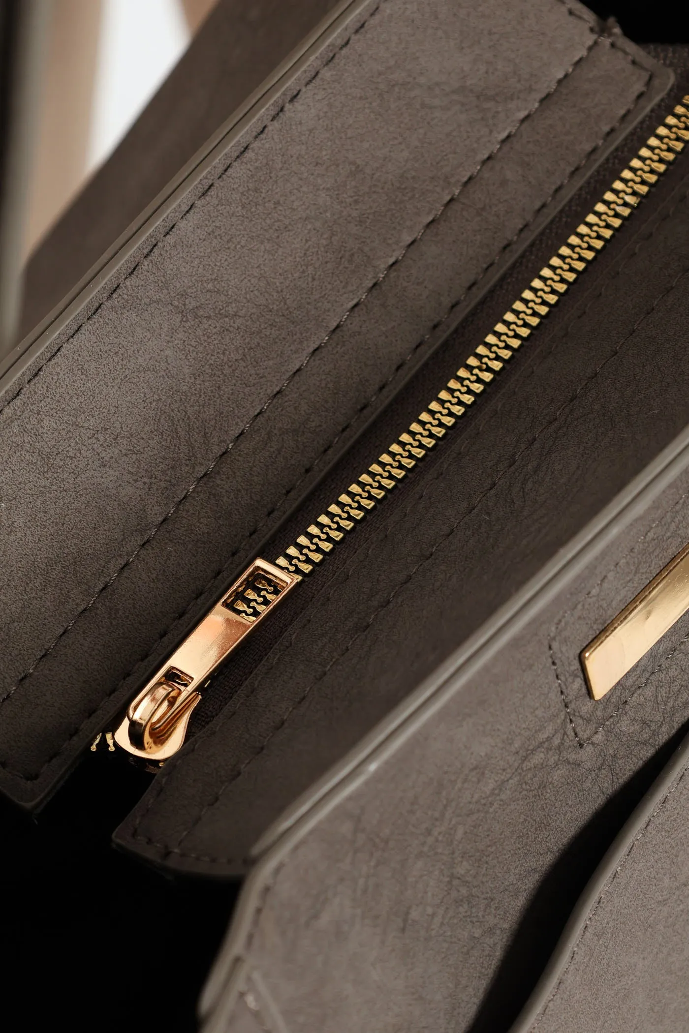 Top Stitch Detail Shopper Bag - Dark Grey