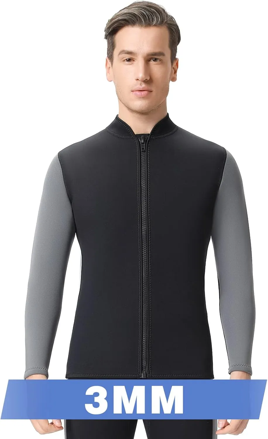 Top Wetsuit Jacket for Men Women Youth Front Zip Thermal Swim Wet Suit 2mm 3mm Neoprene Long Sleeves Shirts for Surfing Diving Kayaking