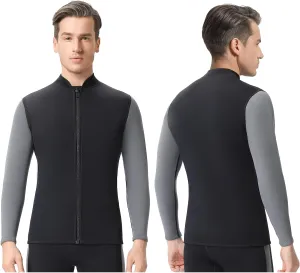 Top Wetsuit Jacket for Men Women Youth Front Zip Thermal Swim Wet Suit 2mm 3mm Neoprene Long Sleeves Shirts for Surfing Diving Kayaking