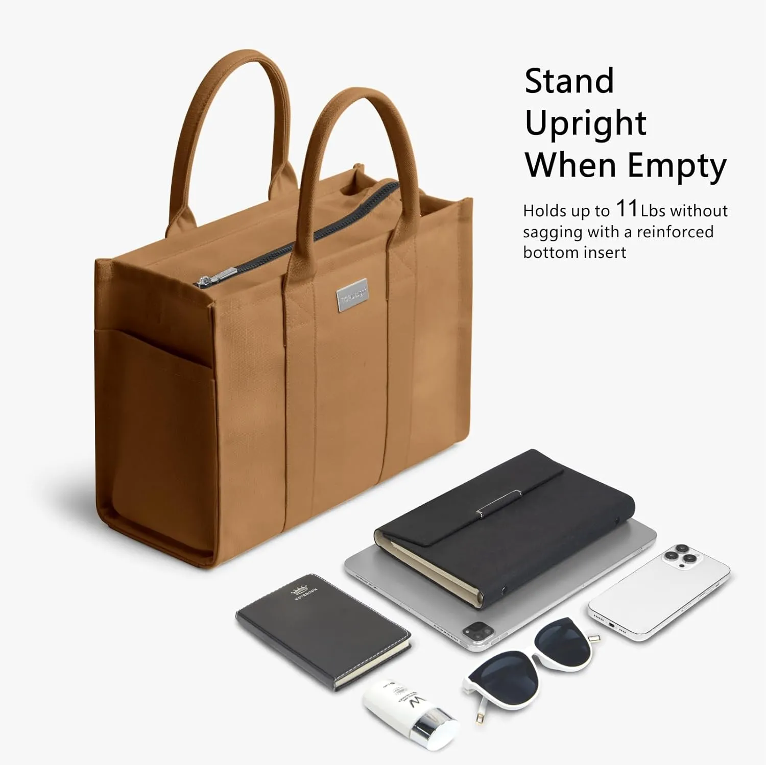 TOPDesign Heavy-Duty Canvas Tote Bag for Women, Adjustable Crossbody Handbag with 6 Pockets, Everything Tote