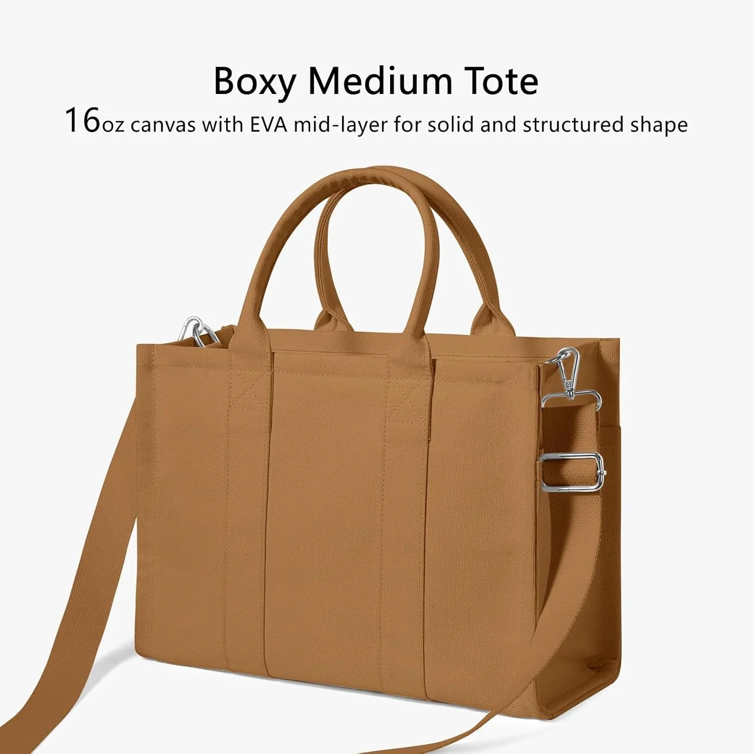 TOPDesign Heavy-Duty Canvas Tote Bag for Women, Adjustable Crossbody Handbag with 6 Pockets, Everything Tote