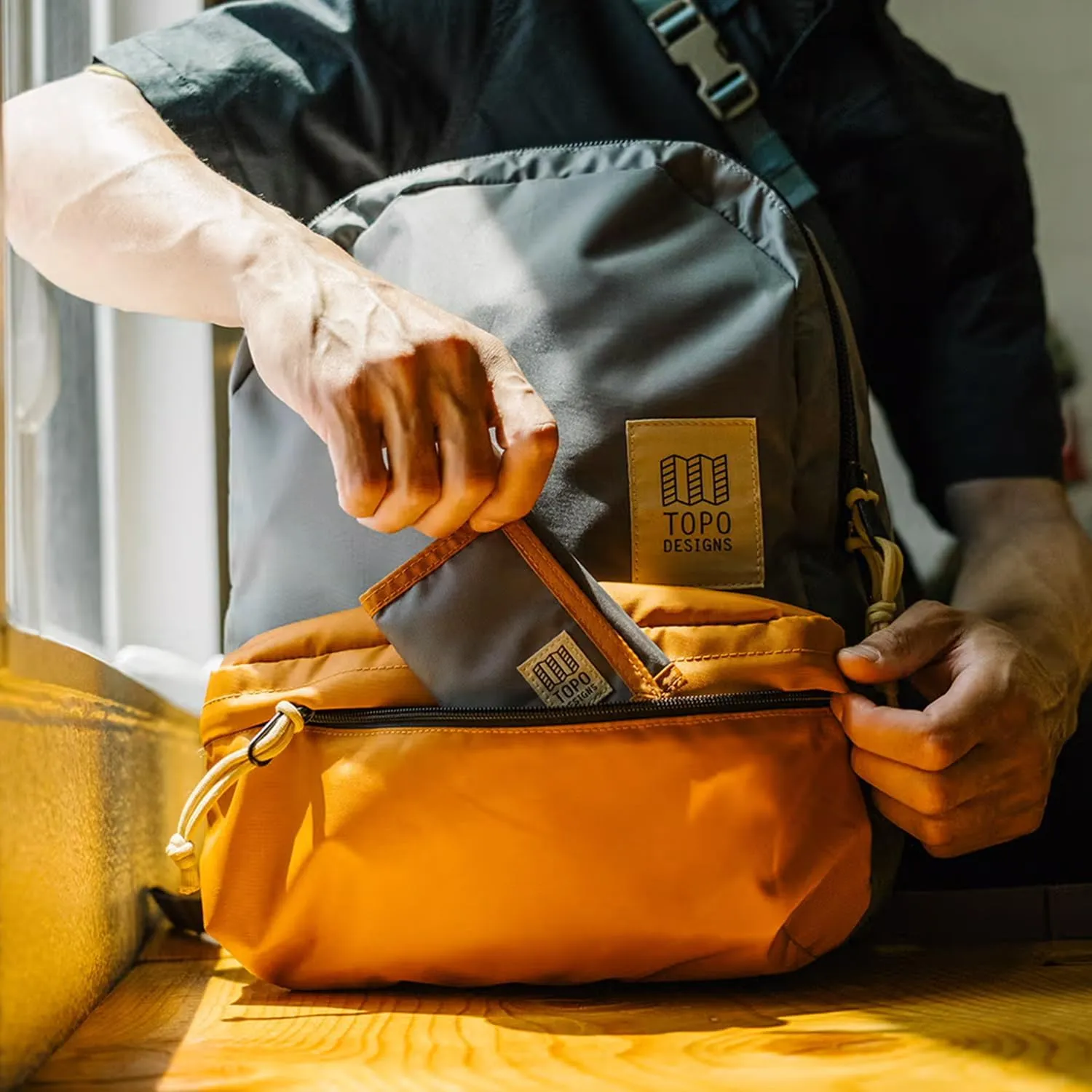 Topo Designs Dash Pack, Lightweight Laptop Backpack, 100% Recycled Materials, Fair Wear   WRAP Certified, 17L (Khaki/Navy)