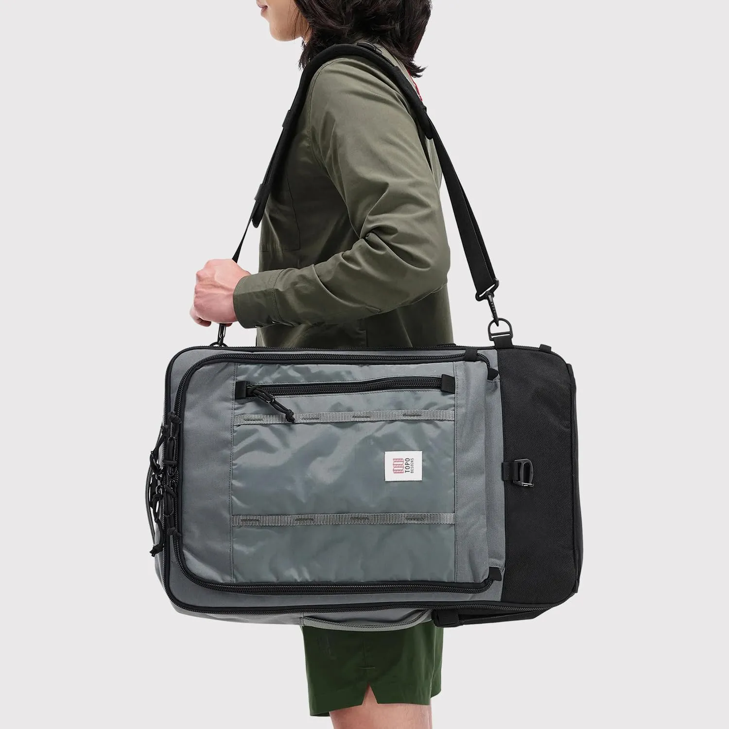 Topo Designs Global Travel Bag 30-40 Liter - Carry-on Compliant Versatile Pack, 3 Carry Options, External Laptop Sleeve (Original, 40L, Navy)