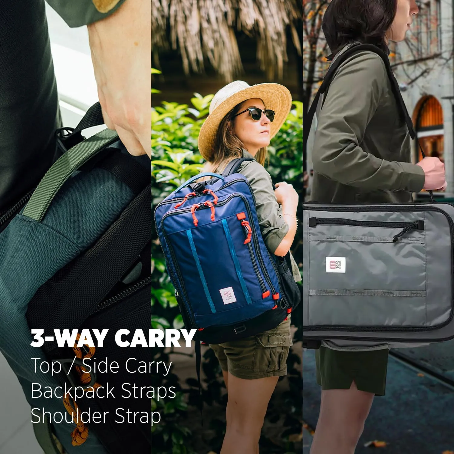 Topo Designs Global Travel Bag 30-40 Liter - Carry-on Compliant Versatile Pack, 3 Carry Options, External Laptop Sleeve (Original, 40L, Navy)