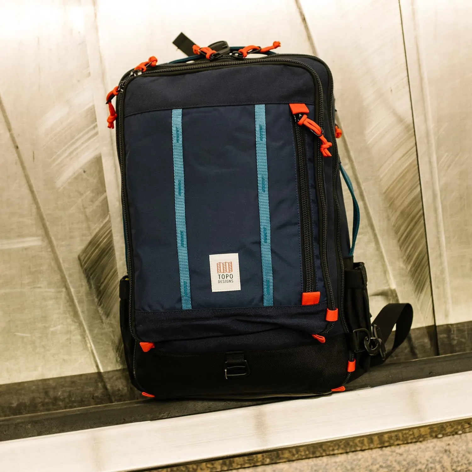 Topo Designs Global Travel Bag 30-40 Liter - Carry-on Compliant Versatile Pack, 3 Carry Options, External Laptop Sleeve (Original, 40L, Navy)