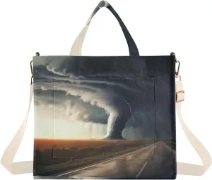 Tornado Highway Storms Corduroy Tote Bag for Women Hobo Crossbody Bag Purse Stylish Shoulder Handbag Messenger Bags, S