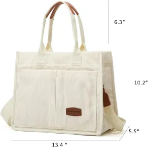 Tote Bag for Women Prite Corduroy Handbags Casual Hobo Messenger Bag Shoulder Bag with Multi-pocket