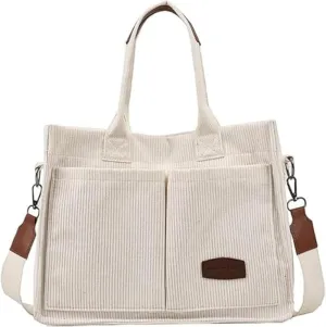 Tote Bag for Women Prite Corduroy Handbags Casual Hobo Messenger Bag Shoulder Bag with Multi-pocket