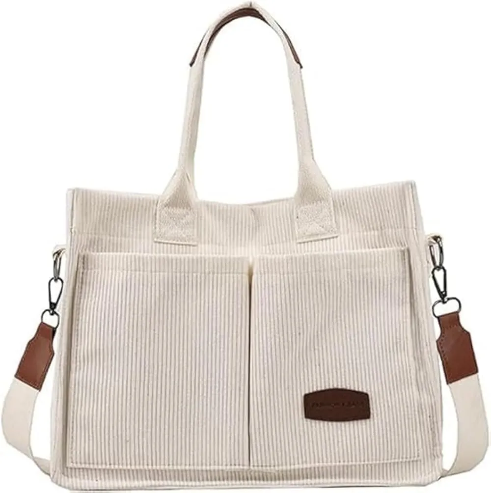 Tote Bag for Women Prite Corduroy Handbags Casual Hobo Messenger Bag Shoulder Bag with Multi-pocket