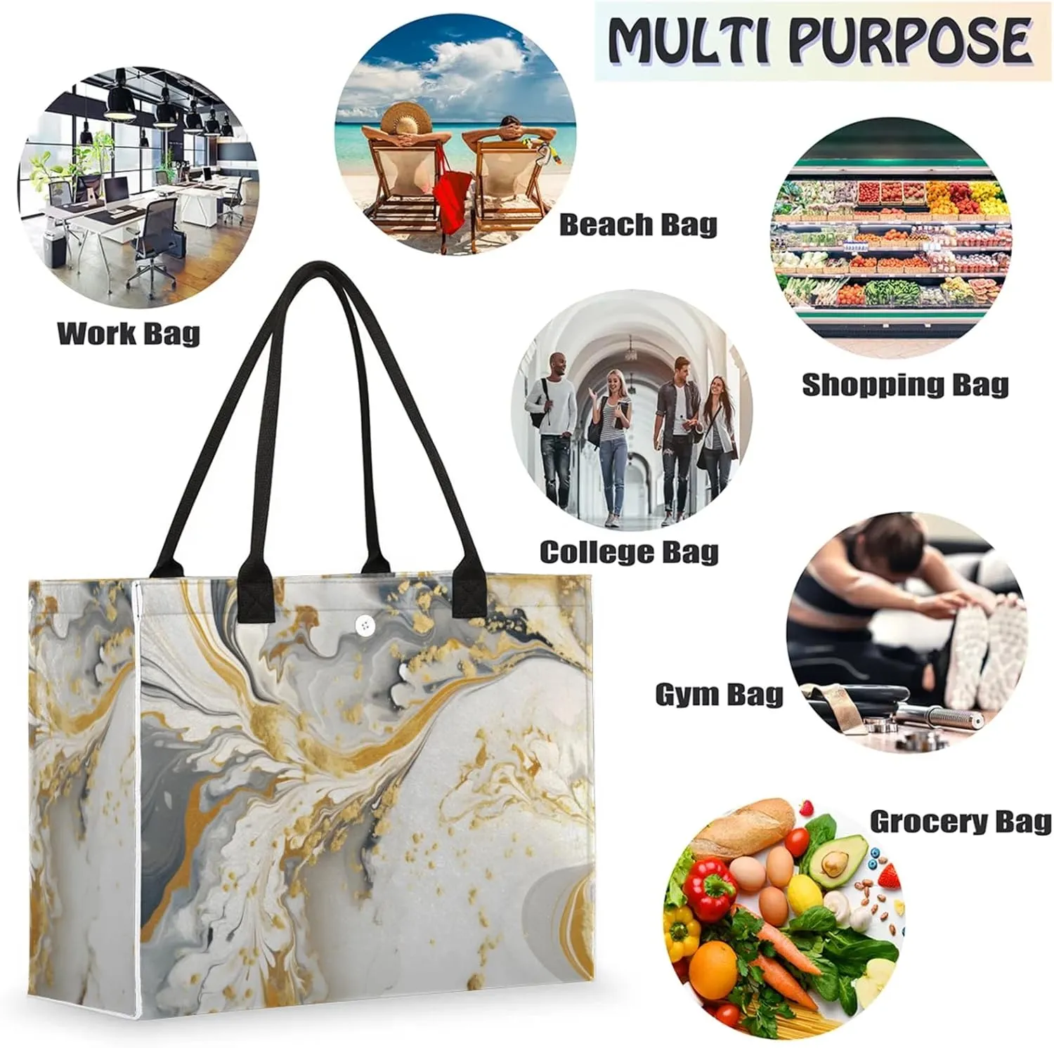 Tote Bag for Women Reusable Canvas Shoulder Bag