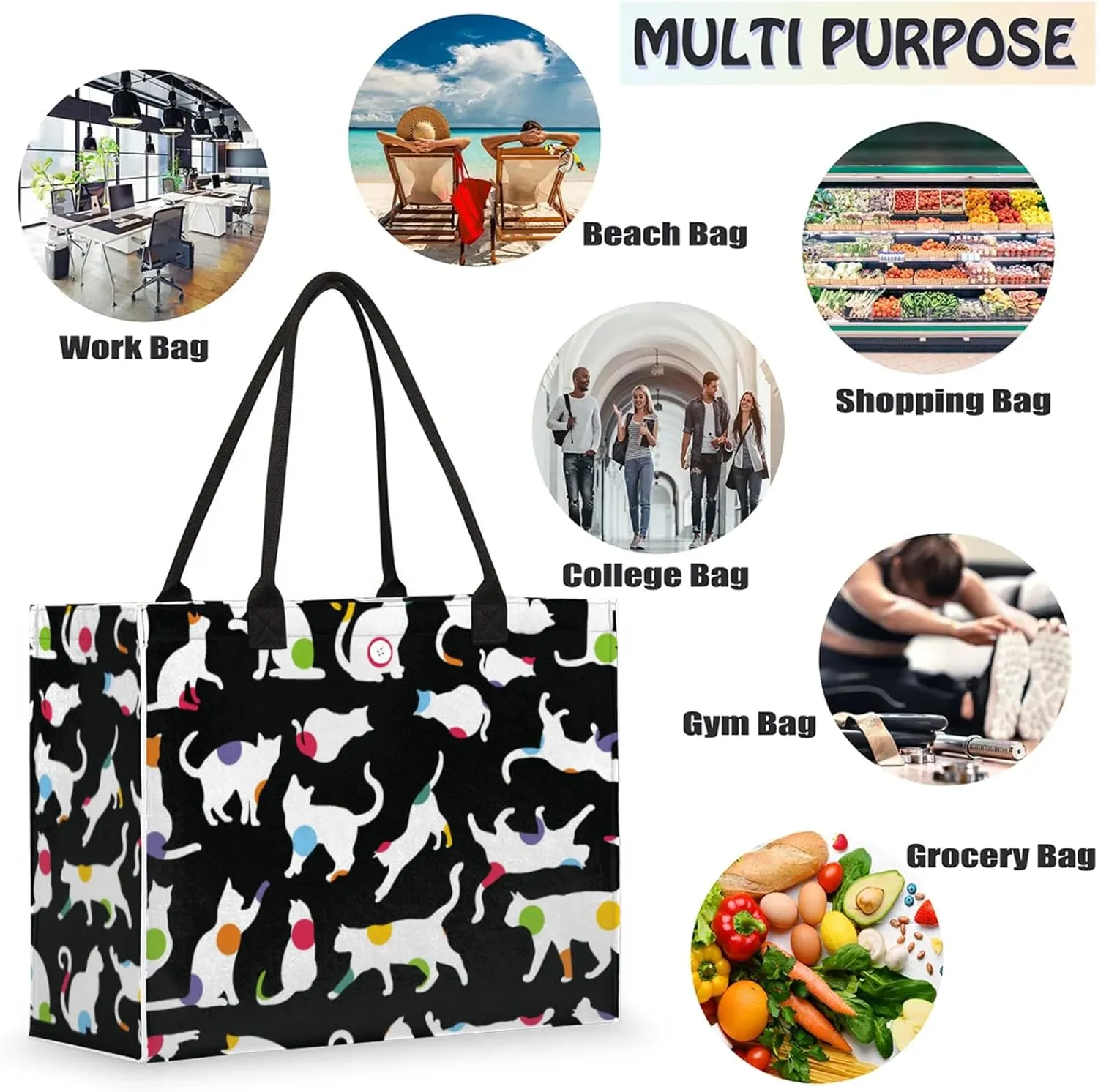 Tote Bag for Women Reusable Canvas Shoulder Bag