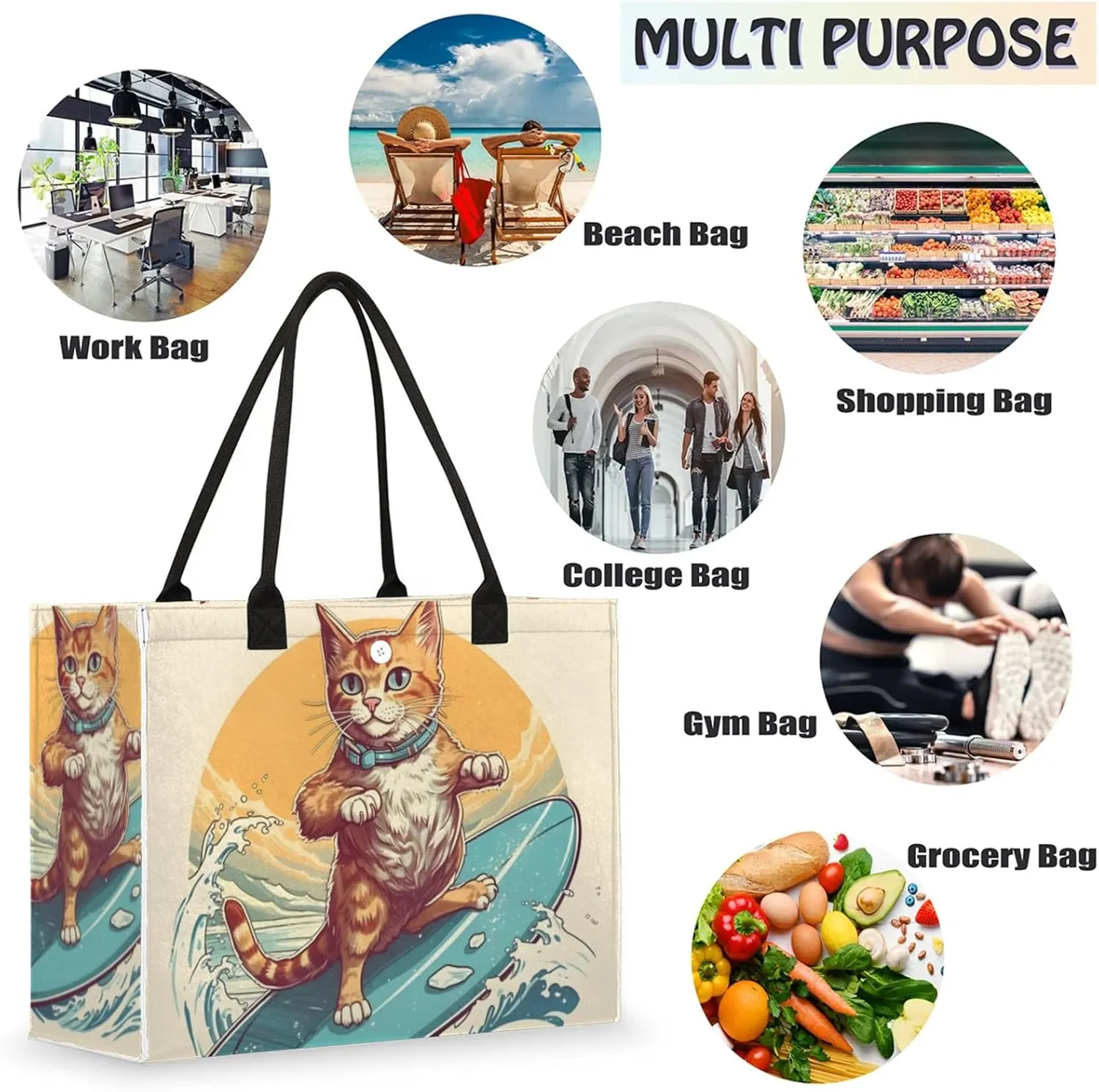 Tote Bag for Women Reusable Canvas Shoulder Bag