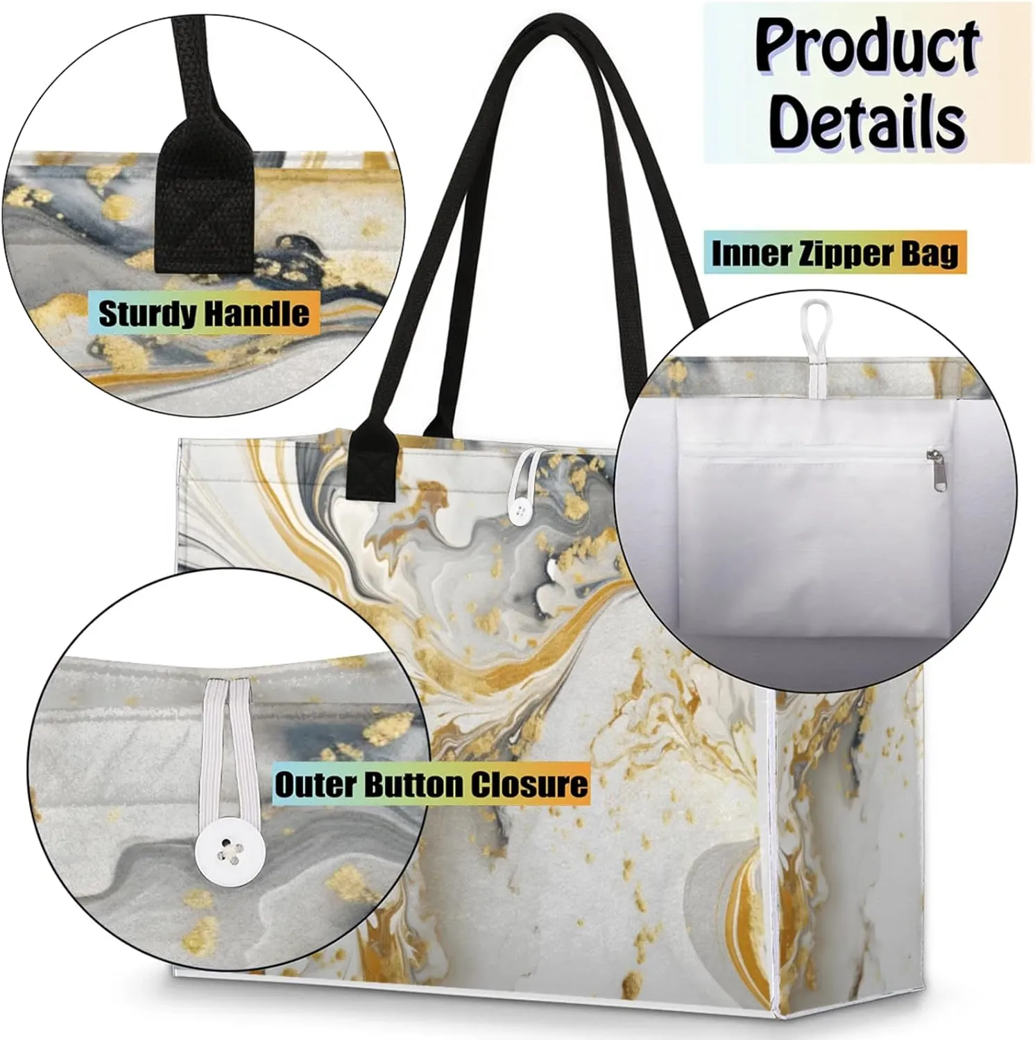 Tote Bag for Women Reusable Canvas Shoulder Bag