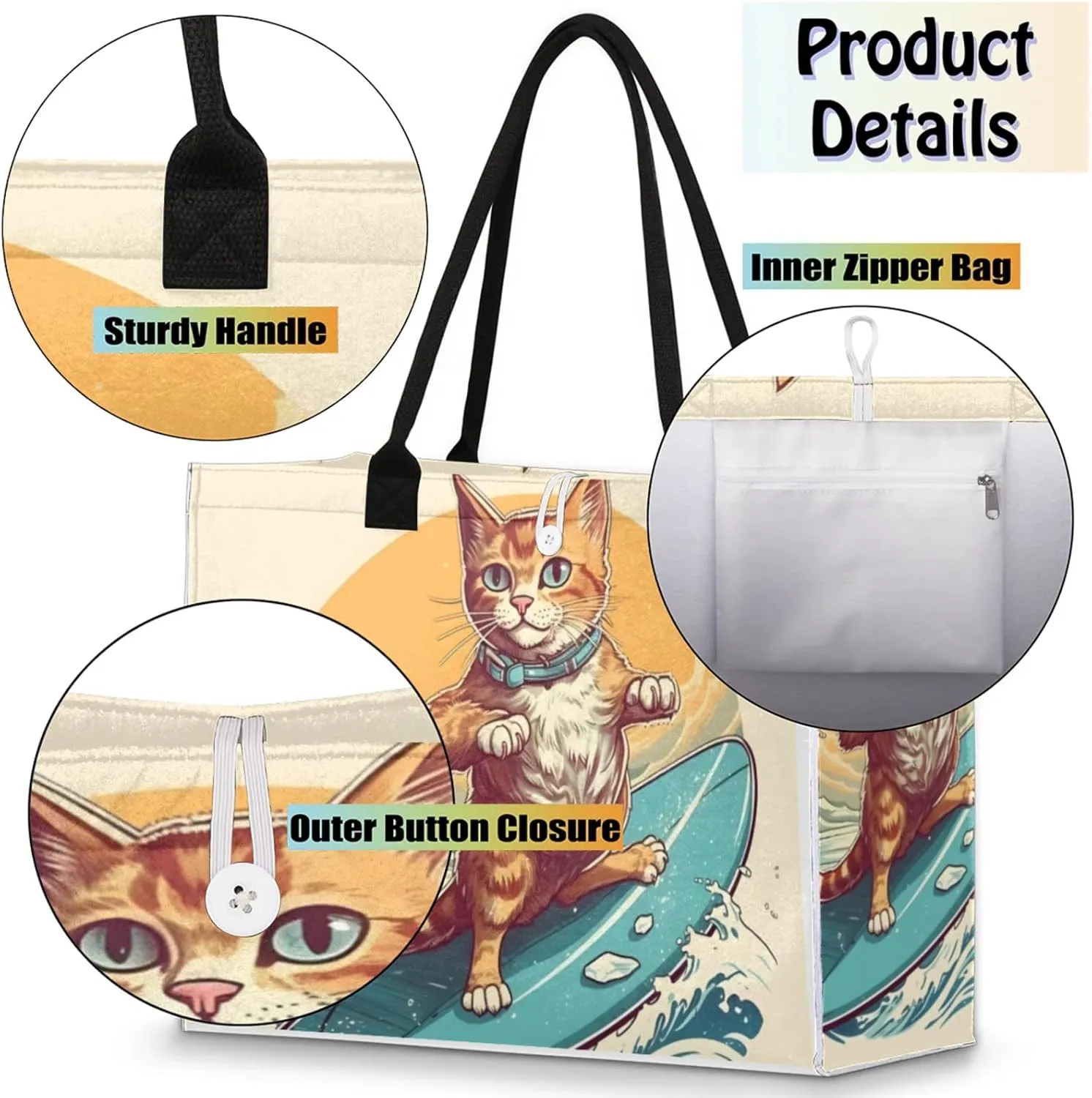 Tote Bag for Women Reusable Canvas Shoulder Bag