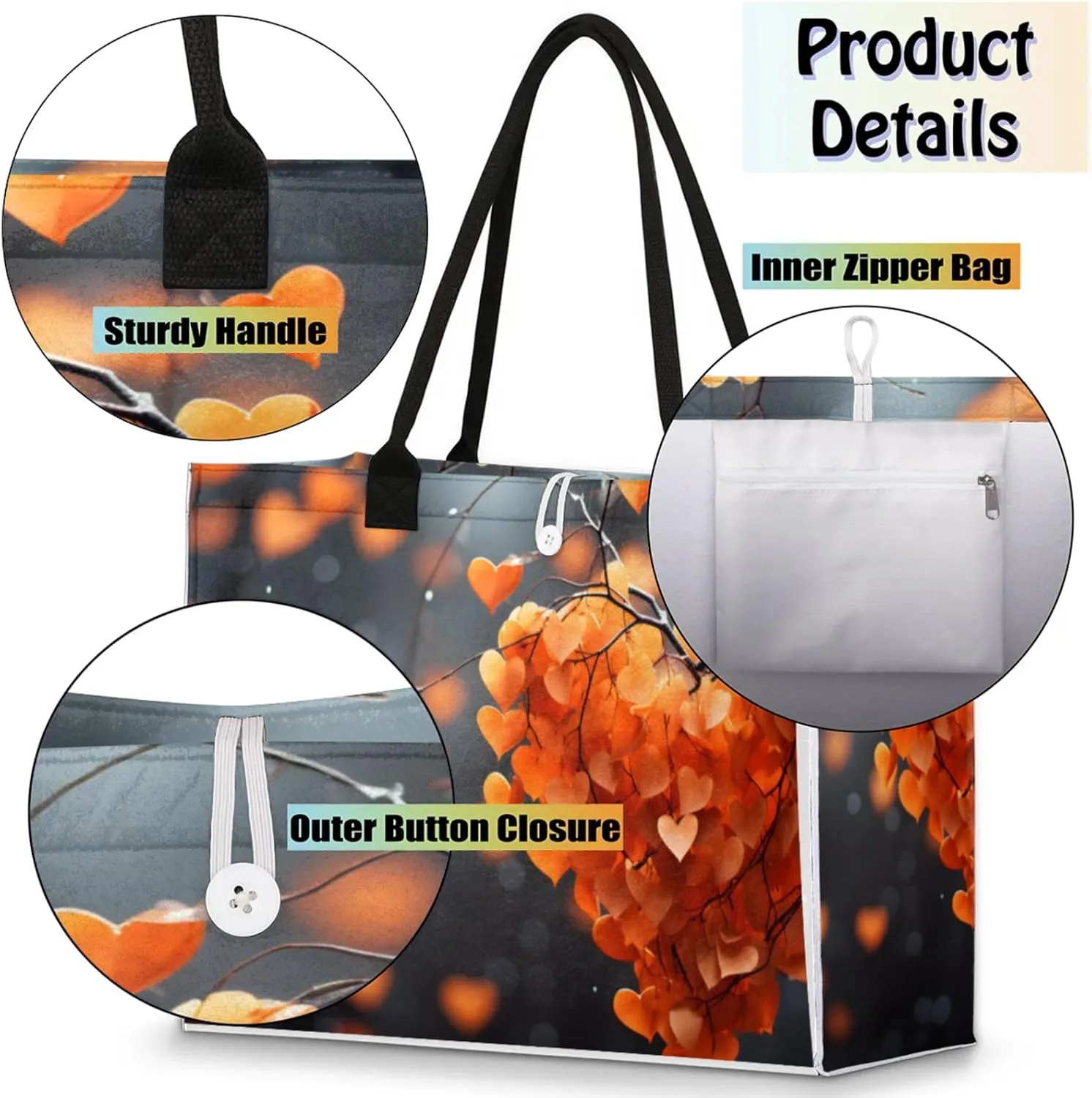 Tote Bag for Women Reusable Canvas Shoulder Bag