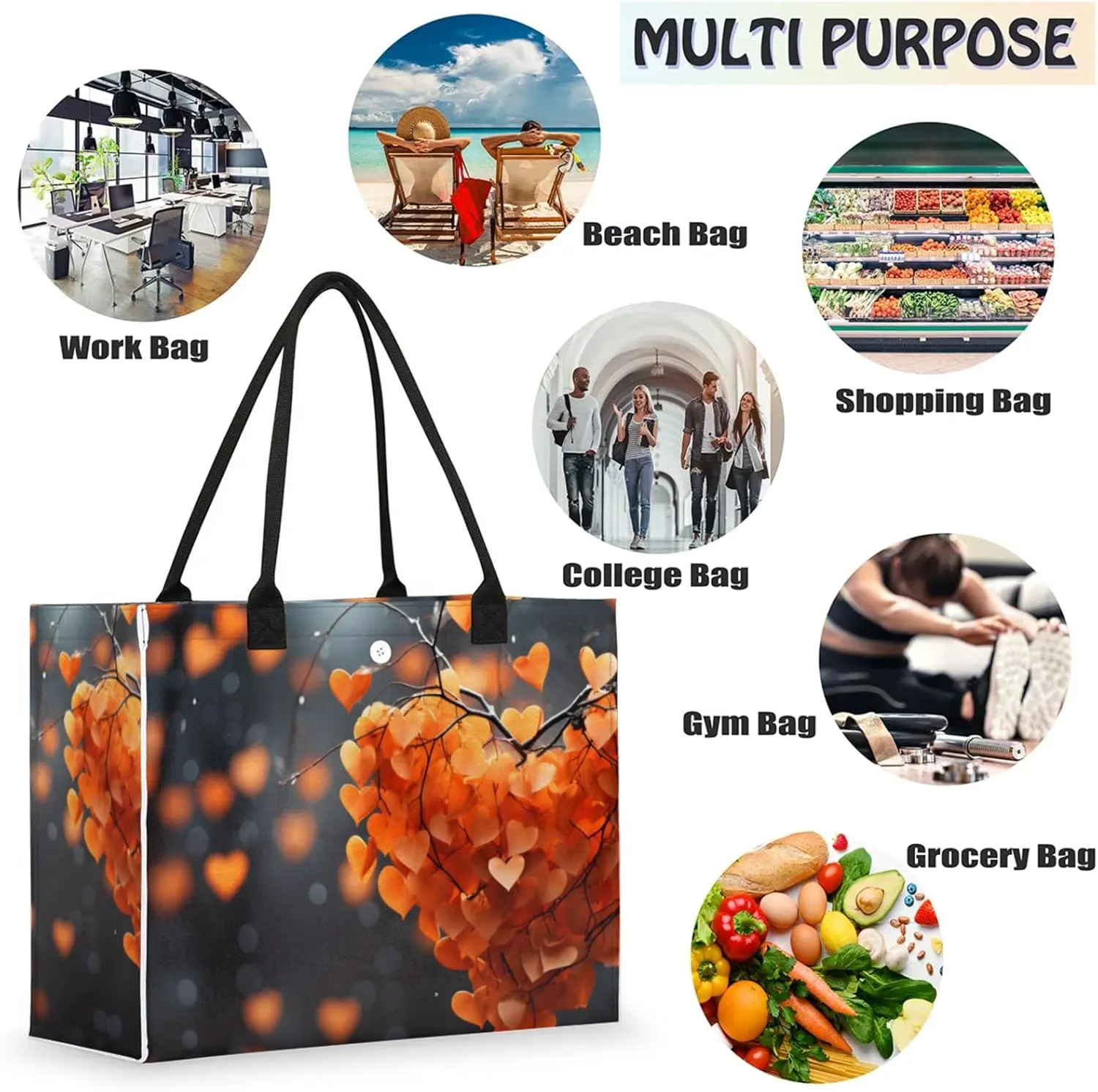 Tote Bag for Women Reusable Canvas Shoulder Bag