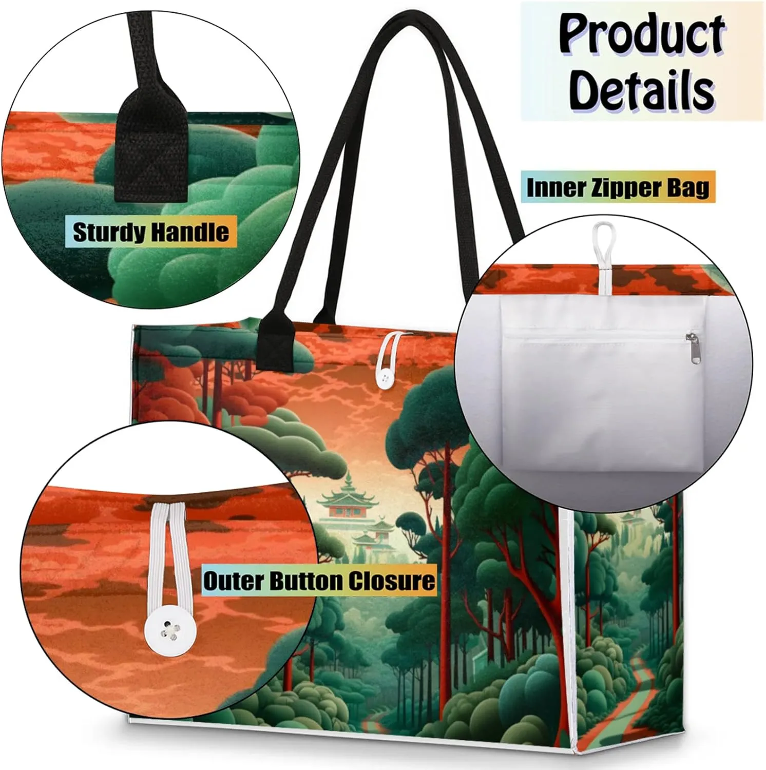 Tote Bag for Women Reusable Canvas Shoulder Bag