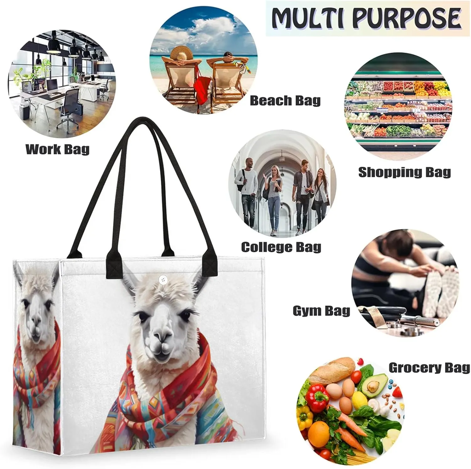 Tote Bag for Women Reusable Canvas Shoulder Bag