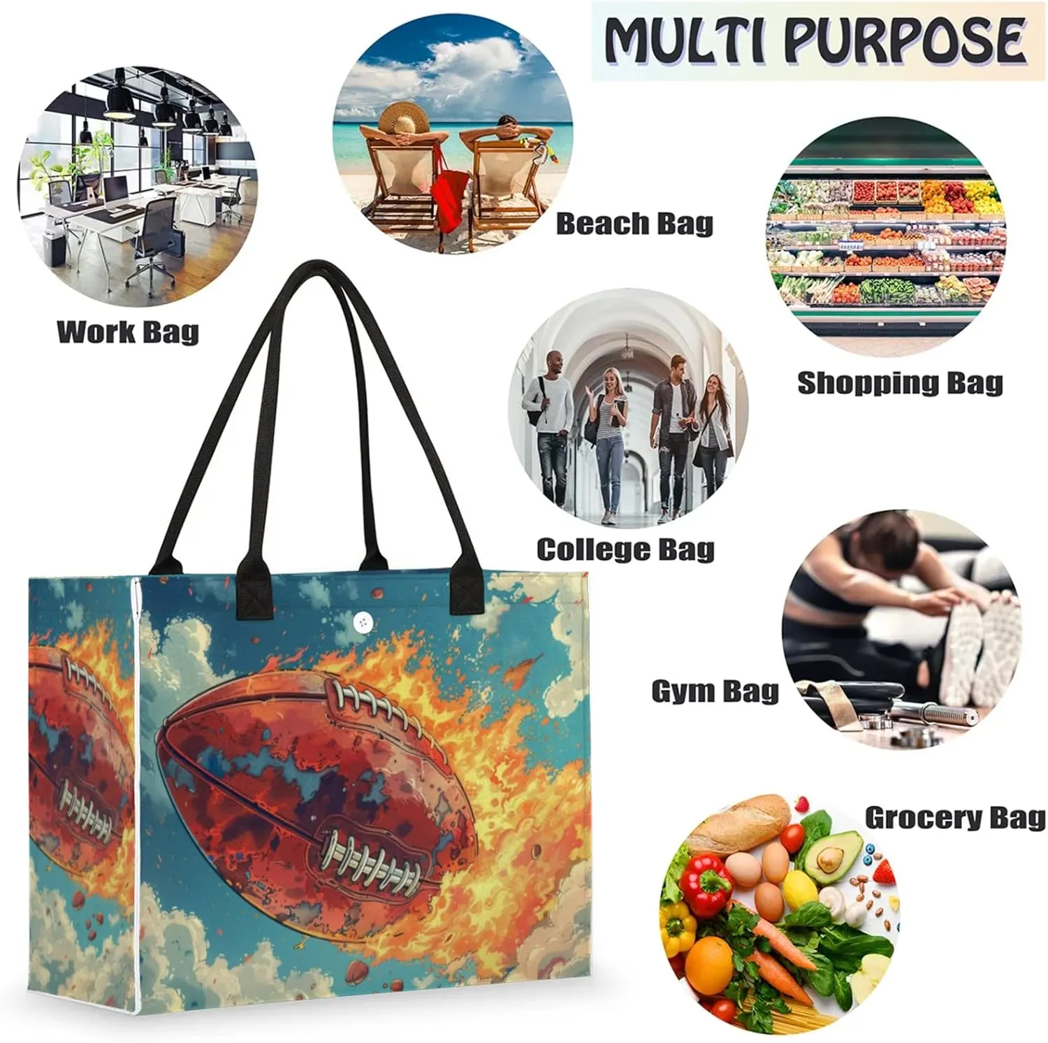 Tote Bag for Women Reusable Canvas Shoulder Bag